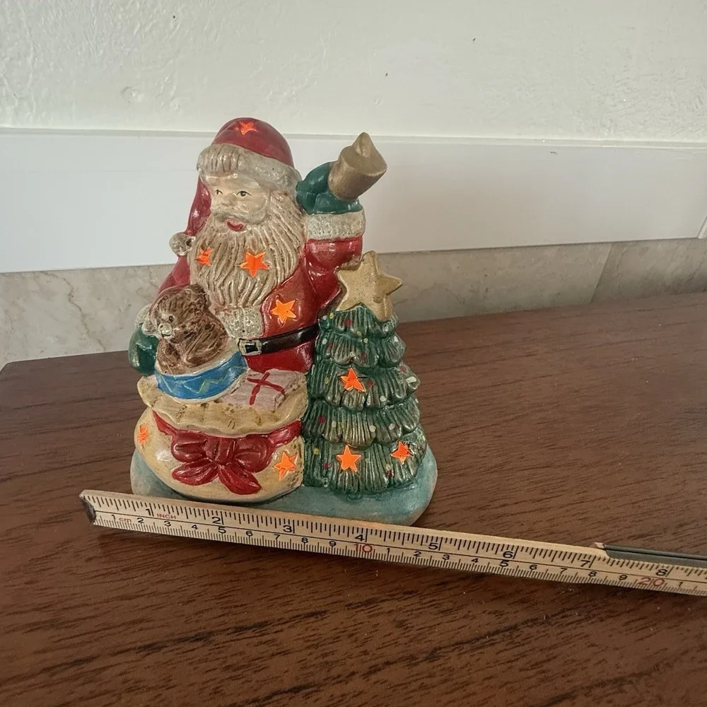 Santa Decoration Ceramic Vintage Christmas‎ Village Toy Bag Teddy Bear.